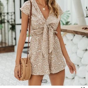 Tan Tie Front Romper